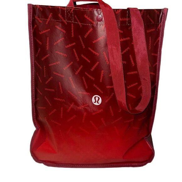 Lululemon Red Ombre Snap Reusable Retail Paper Shopping Tote Bag Ladies Small - Picture 3 of 10